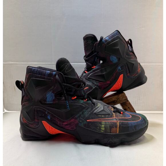 Nike LeBron 13 Akronite 807219-008 Men’s Size 14 Black Orange Multicolor